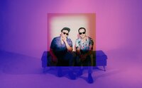 Creative portrait of band members overlaid in a psychedelic double exposure – surreal brand photo for musicians by Mewphotovideo