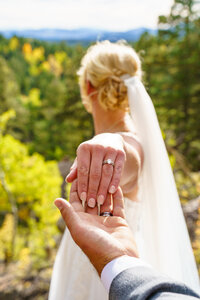 Fall Colorado Springs Elopement detail of the Brides Wedding Ring