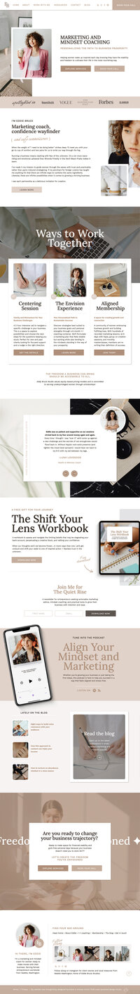 A full-width hero screenshot of the Lumen template’s home page, showcasing a clean neutral palette and streamlined layout that positions coaches and consultants as polished and trustworthy.