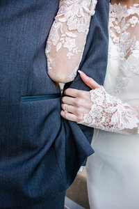 bride and groom embrace in arizona wedding