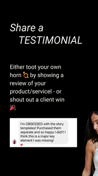 Instagram stories showing testimonials