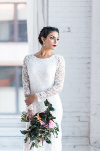 plunging neckline ballgown wedding dress with pockets