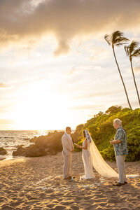 Maui Elopement Photographer captures sunset bridal portraits after Maui wedding venues wedding day