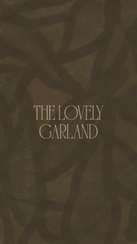 The Lovely Garland stacked logo on top of an abstract texture background