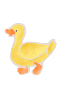 mama duck leading ducklings illustration