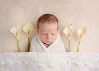 Sleeping baby at a styled newborn photography session by newborn photographer Lauren Vanier