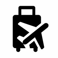 Suitcase and airplane icon symbolizing how travel inspires Alex Kaplan’s fresh perspective in professional headshots