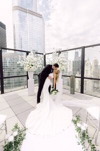 Bride and groom rooftop wedding