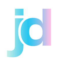 Job Dictionary monogram logo multicolor gradient