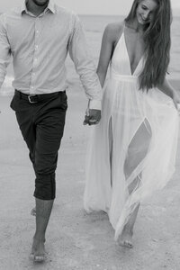 Black and white engagement session photo on Saint Petersburg Beach in Florida