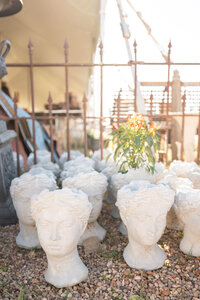 planters, grecian busts, antiquing