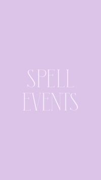Spell Events lavender logo on a purple background