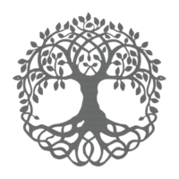 Rooted health and wellness logo- willow tree with roots