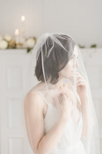 White villa destination wedding bride