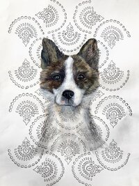 Realistic pet and animal portraits, including detailed sketches of dogs, cats, and other animals.