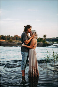 Couple kissing in lake