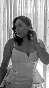 Corset midi wedding dress with spaghetti straps