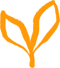 orange icon of two natural leaves