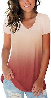 red and pink ombre shirt for women on amazon