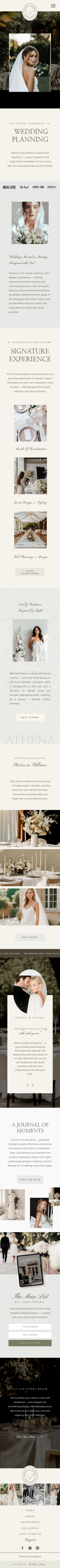 Beautiful, feminine, graceful layout showcasing curated wedding planning offerings with intentional design and romantic detail.