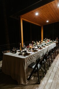 Wedding tablescape cabin dinner