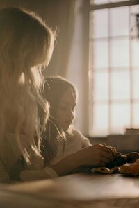 Woman and a child sun kissed