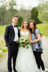 Eleanor Stenner with bride and groom at Birmingham wedding 