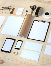 Web design example mockup on old device