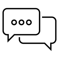 Icon illustration of speech bubbles with three circles in the middle
