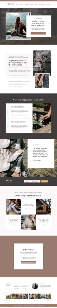 A full-width hero screenshot of the Lumen template’s home page, showcasing a clean neutral palette and streamlined layout that positions coaches and consultants as polished and trustworthy.