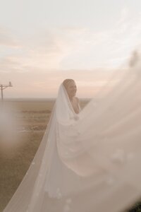 bride with her long veil