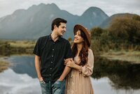 Couple in front of the mountains