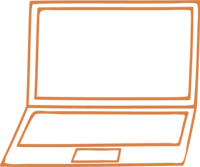orange illustration of a laptop icon