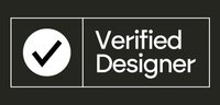 A black checkmark in a circle next to the text 'Verified Designer'