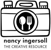 camera and cutlery logo for San Diego food photographer Nancy Ingersoll
