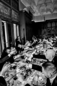 wedding guests toasting at reception at the chicago athletic association hotel