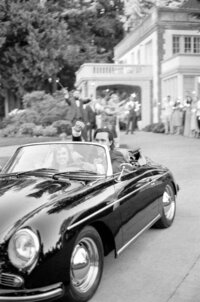 classic wedding car exit at lairmont manor