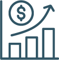 Icon of a money graph, symbolizing financial growth