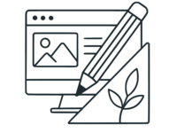 Outline icon of a computer monitor, symbolizing a quick contact form on the Grassroots Creative Company website.