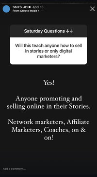 Instagram stories showing testimonials