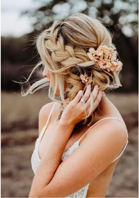 Girl hairstyle braided in cute flirty style