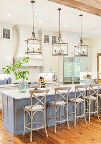 Slate blue kitchen cabinets by Moda Design