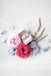 Wedding Rings in Ring Box with Flowers