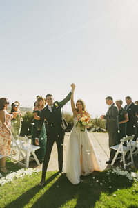 Couple walking the aisle at Ventana Big Sur