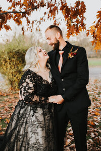 bride and groom looking into each other's eyes