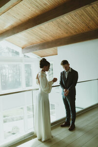 Bride and groom first look