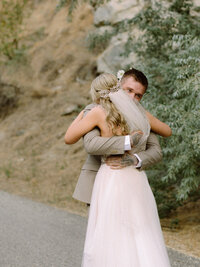first look embrace at god's mountain estate elopement