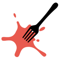 Black Fork with Red Paint Splodge Logo