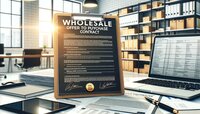 DALL·E 2024-02-21 08.10.50 - A high-definition photograph of a professional real estate office environment, featuring a prominently displayed 'Wholesale Offer to Purchase Contract