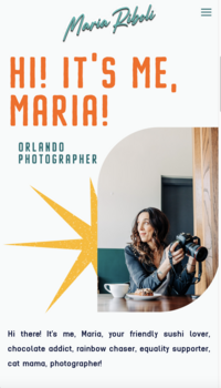 Home Screen picture of Maria Riboli Photography website